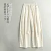 Pantalones de pierna ancha de lino Tencel de tejido fino, estilo verano old money, caída relajada, pantalones rectos holgados e informales