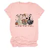 Amazon eBay Loja Independente Casual Divertido Feminino Três Patos de Halloween Múmia Fazendeiro Gola Redonda Manga Curta