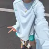 Camiseta Manga Longa Protetora Solar Secagem Rápida Azul Gelo para Homens e Mulheres Verão Fina Mangas Raglan Contrastantes Tops para Esportes ao Ar Livre Ciclismo