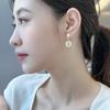 Pendientes Redondos de Nácar Natural de Agua Dulce Más Vendidos en Otoño, Pendientes Versátiles para Mujer Estilo Dulce Francés con Cierres de Plata S925