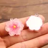 6 cores 24x26mm Acessórios de resina DIY Pingente de planta flor transparente para bolsas acessórios de joias para celular