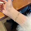 Pulsera de Diamantes Micro-incrustados de Lujo Ligero y Sensación de Alta Gama para Mujer, Pulsera Sencilla de Moda de Acero de Titanio que no se Decolora, para Pareja, Combinable con Todo, Primera Joya