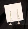 Pendientes largos con borlas de doble abanico para mujer, de plata S925, con diseño de Internet, rojos, finos y elegantes con diamantes.