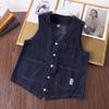 Colete jeans estilo americano com ombros cortados, moda masculina, plus size, colete jeans masculino, cor sólida, sem mangas, jeans, moda masculina