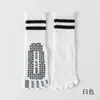 Calcetines de yoga de cinco dedos, calcetines profesionales de Pilates, calcetines de algodón antideslizantes de silicona para mujer, calcetines de rayas de cinco dedos para deportes de interior y fitness