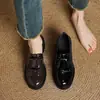 2025 Zapatos de Tacón Grueso con Lazo Estilo New England College Zapatos de Cuero Estilo Japonés JK Mocasines de Charol sin Cordones para Mujer