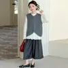 Conjunto de Chaleco Estilo Old Money para Niñas 2026 Nuevo Estilo Coreano Chaleco Pantalones de Pierna Ancha Conjunto de Tres Piezas para Niñas Grandes Primavera y Otoño Moderno