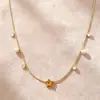 Colar de zircônia pérola estrela de cinco pontas estilo francês, nicho de luxo leve estilo ins moda europeia e americana, corrente de osso de cobra de alta qualidade