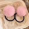 Laços de cabelo de pelo sintético de coelho personalizados pelo fabricante, elásticos de cabelo infantis, acessórios de pompom DIY, pompons de pelo sintético de coelho