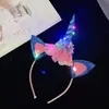 Puesto de Diademas en Mercado Nocturno Accesorios para el Cabello Diadema Luminosa Infantil Empujar Tarjeta de Unicornio Lugar Escénico Productos Populares