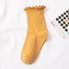 Calcetines de Algodón para Mujer de Primavera y Verano, a Media Pantorrilla con Bordes Fruncidos, Estilo Japonés Holgado, Cómodos y de Estilo Dulce, Casuales y Versátiles