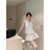 Vestido de Verano Sexy Blanco Elegante con Espalda Hueca y Cuello Gongyu Weng, Falda en A, Corto para Mujer
