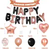 Globo de Película de Aluminio de 16 Pulgadas Tamaño Pequeño Letras Inglesas Feliz Cumpleaños Color Blanco Crema Caramelo Avena Traje de Diseño para Fiesta