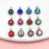 Venta Caliente Transfronteriza 6mm Acero Inoxidable Cristal Piedra de Nacimiento Vaso de Agua Diamante Redondo Colgante Pendientes Pulsera DIY Accesorios de Joyería