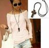 Venta Caliente Transfronteriza Mismo Estilo de Li Xiaoli Cuerda de Cuero Negra Colgante de Cruz de Madera Cadena Larga de Lana Moda Collar para Dama