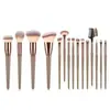 Set de 15 Brochas de Maquillaje Color Dorado Champagne Transfronterizo Set de Brochas de Maquillaje Ultra Suaves Cangzhou Brochas para Sombras de Ojos y Rubor