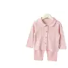 Pijama para niños, conjunto cálido de otoño e invierno para bebé, unisex de manga larga y pantalón largo, ropa de estar para niños, cárdigan con cuello