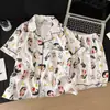 Direto da Fábrica Verão Novidades Manga Curta Algodão Nuvem Desenho Animado Pijama Roupa de Casa Pode Ser Usado Fora Fofo Gola Pequena Conjunto