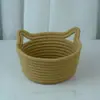 Cesta de Armazenamento de Mesa com Orelhas de Gato Transfronteiriça Cesta de Armazenamento de Fio de Algodão Trançada à Mão Cesta de Armazenamento de Cabeceira Cesta para Chaves e Diversos