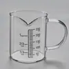 Taza medidora de vidrio con escala, vaso de precipitados de vidrio transparente de laboratorio, taza medidora de grado alimenticio, taza medidora para leche de soja, taza medidora con asa