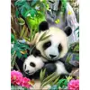 Pintura exclusiva de comércio exterior com diamantes 5D, série de animais, família de pandas, strass, ponto cruz, pintura decorativa completa com diamantes