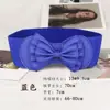 Cinturón elástico ancho de cintura alta para mujer con decoración de lazo azul, cinturón reductor elástico rojo versátil, venta al por mayor transfronteriza