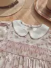 Vestido para meninas estilo coreano com estampa de borboletas e franzido, coleção outono 2026, vestido princesa de manga longa com gola boneca