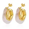 Brincos Coloridos em Forma de Gota da Moda Europeia e Americana Transfronteiriços Aço Inoxidável Cor Duradoura Brincos de Resina Versáteis Acessórios de Orelha para Primavera e Verão