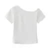 Camiseta Feminina de Manga Curta Off-Shoulder para Primavera e Verão, Cropped Sexy Slim-Fit Off-Shoulder de Verão, Novo Estilo Versátil 2026
