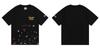 Camiseta de Manga Corta Estampada de Alta Calidad Tie-Dye Lavada de Moda Graffiti Streetwear