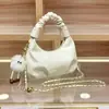 Simples, Fofo, High-End, Luxo Leve, Bolsa de Mão de Nicho, Novo Estilo Feminino Bolsa Nuvem Plissada, Bolsa de Ombro Cruzada com Corrente