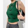 Y2K Mil Sellos Estilo Spice Girl Retro Americano Ojos Verde Fruta Estampado Sin Mangas Cuello Redondo Chaleco Top Corto Venta al por Mayor