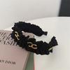 Diadema plisada negra con letras estilo coreano, estilo princesa para mujer, moda niche, versátil, pinza para el pelo, accesorios para el cabello elegantes de alta gama