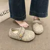 Zapatos estilo retro, forrados de felpa, mullidos para otoño e invierno, modernos y cálidos, con cierres de velcro, suelas gruesas y diseño de cobertura total, ofreciendo una sensación casual y cómoda con una suela suave