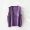 Gang Mi Apparel / Chaleco de Punto de Lana Merino Australiana Pura Sin Costuras Otoño Primavera para Mujer Cuello en V Profundo Sin Mangas Holgado Bai