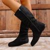 Artículo Popular de Comercio Exterior, Diferencia de Talla 6.67, Disponible para Compra Urgente, Sin Forro, Botas de Moda con Cierre Lateral, Punta Redonda, Tacón Bajo (Pequeño)