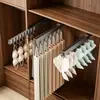 Gancho de Armario de Pared con Barra Adhesiva, Pinza Extensible, Riel Deslizante de Espacio, Estante de Ganchos Extraíble para Ropa y Pantalones