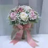 192 Noiva Mori Casamento Flor Simulação Rosa Laço Borla buquê Casamento Adereços para Fotos de Casamento