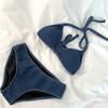 Fábrica de origen 2023 nuevo simple retro tela de mezclilla sexy tres puntos bikini bikini suministro transfronterizo