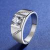 Anillo de Diamante de Piedra Suelta Grande de 2 Quilates de Alta Imitación de Carbono de Venta Caliente, Anillo Espiritual Simple Personalizado y Audaz para Hombre Moderno