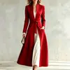 Transfronterizo Europeo y Americano 2026 Estación Independiente de Amazon Moda Nueva para Mujer Elegante Color Sólido Solapa Corbata Cintura Abrigo Ropa de Abrigo