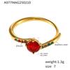 Anel Omega de Aço Inoxidável Rosa Ovo de Pombo Grande Diamante Coroa Abertura Lateral Ajustável Diamante Completo para Mulheres