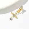 Venta caliente europea y americana 3 diamantes piercing ombligo sin perforación aro ombligo forma de luna corazón con incrustaciones de diamante aro ombligo venta al por mayor transfronteriza en stock