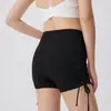 Shorts de Yoga Fitness de Cintura Alta con Cordón Anti-Exposición Pantalones de Entrenamiento para Correr Shorts Deportivos para Mujer