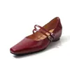 Sapatos Mary Jane de Couro Bovino com Fivela Dupla, Bico Quadrado Pequeno, Aumento de Altura Invisível, Emagrecimento, Salto Plataforma Médio, Couro Genuíno, Vários Tamanhos 2026