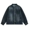 Jaqueta jeans lavada estilo retrô americano para homens, outono e inverno, estilo de rua simples, jaqueta de gola alta de nicho, top da moda