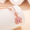 Collar Transfronterizo Estilo Lujo Ligero Gota de Aceite Diamante Corazón Planeta Secreto Cadena Clavícula Joyería Versátil Venta al por Mayor Temperamento Rosa