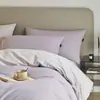 Nova coleção outono e inverno: Conjunto de cama de quatro peças liso, 100% algodão, 100 fios, escovado, incluindo um lençol com elástico, uma capa de edredom e um conjunto de lençóis de três peças, todos feitos de algodão puro de grau A