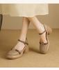 Stomp Sensación Cuero Suave Puntera Suela Gruesa Sandalias Romanas Zapatos Huecos de Verano para Mujer Zapatos de Tacón Alto de Bloque Francés