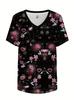 Transfronterizo Europeo y Americano en stock Para Mujer Combinación Universal Hombro Ajustado Doble Bolsillo en Parche Cuello en V Ropa de Cuidado Venta Caliente Impresión Digital 3D